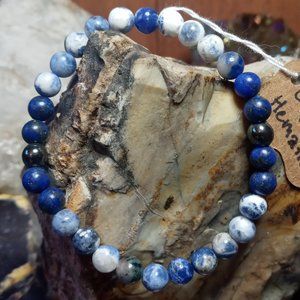 Sodalite Lapis Lazuli and Hematite Gemstone Healing Bracelet